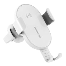 Borofone Support Voiture pour Grille de Ventilation avec Chargeur sans Fil Qi 10W Blanc