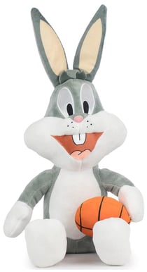 Peluche bugs bunny 40 cm avec ballon de basket - lapin gris - doudou licence looney tunes