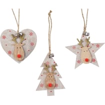 3 Décors Renne à Suspendre - Bois