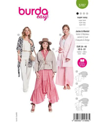 Patron Burda n°5787 : Veste kimono ceinturée et Manteau long à bords-côtes