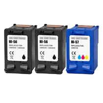 Pack Cartouches Compatibles HP 56 57 pour Deskjet 450–9680, OfficeJet 1100–6150, PhotoSmart 130–7960, PSC 1100–2575