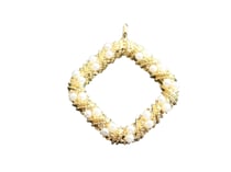 Pendentif losange torsadé avec perles blanches - 29*25mm - doré