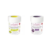 2 colorants alimentaires en poudre - violet-vert citron