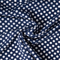 Tissu Mousseline lourde Koshibo pois blanc sur fond Bleu marine