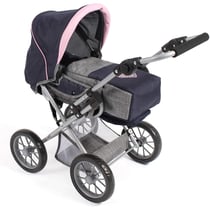Poussette combinée pour poupée LENI, bleu marine - gris