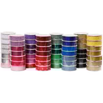Ruban adhésif dentelle, L : 15 mm, ass. de couleurs, 56x3 m/ 1 Pq.