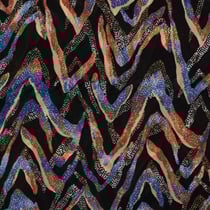 Tissu Tulle souple Zigzag bleu sur fond Noir - Au mètre