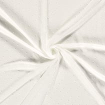 Tissu Mousseline Plumetis Rema sur fond Blanc