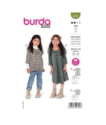 Patron Burda 9252 - Robe & blouse évasées de 104 à 134 cm taille n°FR 104-134