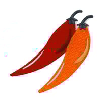 Patch brodé piments - écusson coloré et épicé, motif thermocollant Made in France