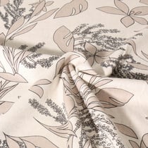 Tissu Viscose Lin Motif floral sur fond Beige