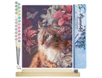 Peinture par Numéro Figured'Art - Chat Fleurs et Papillon - Kit de Loisir Créatif DIY Numéro d'Art Complet - 40x50cm toile roulée + châssis en bois à monter