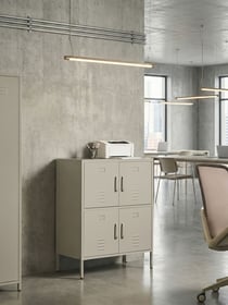 Buffet en Fer Beige Clair à 4 Portes pour Documents Rangement Armoire Bureau à Domicile