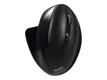 PORT Connect Souris ergonomique bluetooth sans fil rechargeable USB-A / USB-C 2.4 Ghz noire