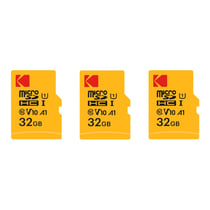 Kodak Lot de 3 Cartes Mémoire Micro SDXC 32 Go Premium – Classe 10 UHS-I – Haute Vitesse et Fiabilité pour Smartphones, Caméras, Tablettes et Consoles