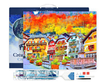 Diamond Painting Broderie Diamant Figured’Art 40x50cm toile tendue sur châssis en bois - diamants carrés - Village Suisse coloré