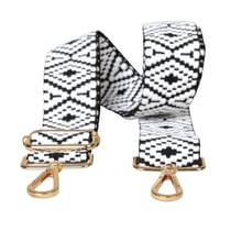 Bandoulière sangle de sac imprimé ethnique 40mmx140cm noir