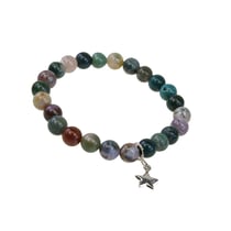 Bracelet Agate Multicolore Perles rondes 8 mm et Breloque Étoile - Omsaé