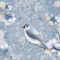 4 serviettes en papier découpage collage 33 cm OISEAU FLEUR BLEU OSS 102