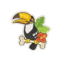 Lot de 3 écussons thermocollants oiseau tropical toucan 4x4cm