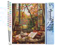 Peinture par Numéro Figured'Art - Lecture cosy en Automne - Kit de Loisir Créatif DIY Numéro d'Art Complet - 40x50cm sans châssis en bois