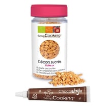 Décors sucrés étoiles dorées + Stylo chocolat