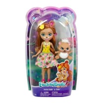 Enchantimals poupée biloxi ours 15 cm et trail - figurine animal, accessoires - mattel - htp81