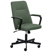 Chaise de Bureau Vert Foncé en Tissu Pivotante Réglable avec Accoudoirs Style Traditionnel Moderne