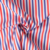Tissu Coton imprimé Rayé bleu, blanc, rouge sur fond Blanc