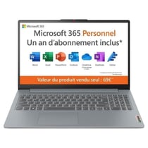 PC portable IdeaPad Slim 3 15IAN8 | Windows 11 - 15 FHD - Intel N100 - RAM 4 Go - SSD 128 Go - AZERTY