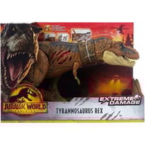 Coffret dinosaure tyrannosaurus rex 43 cm - articule - dino extreme damage - jurassic world - mattel hgc19