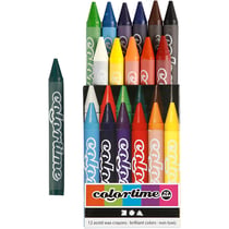 Crayon de Cire Colortime, L : 10 cm, ép. 11 mm, ass. de couleurs, 12 pièces/ 1 Pq.