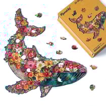 Puzzle 2D en Bois Adulte - Baleine florale