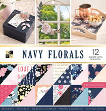 Bloc de 36 feuilles 30,5cm x 30,5cm recto verso Navy floral American crafts
