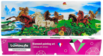 Diamond Painting Broderie Diamant LUMINLIFE 144x52cm, 5D, diamants ronds - Chevaux sauvages