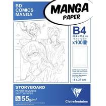 Bloc dessin - B4 27,5 x 37,4 cm - Manga et Storyboard - Papier imprimé avec cases