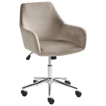 Chaise de Bureau Taupe en Velours Pivotante Assise et Dossier Hauteur Réglable Style Moderne