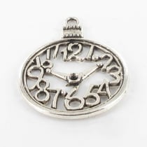 MégaCréa - Breloque en métal Horloge Argenté