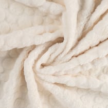 Tissu Fausse fourrure pois en relief uni Ecru