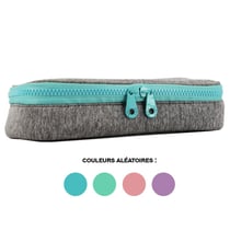 Trousse - Scolaire - Rectangulaire - Gris chiné et pastel - Tissu - Apli