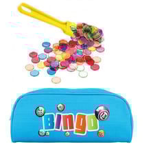 Kit loto bingo 3 en 1 : trousse + baton magnetique jaune + 100 pions - lotoquin - accessoires jeu, materiel