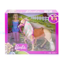 Coffret equitation barbie et son cheval - poupee cavaliere et animal - mattel - fxh13