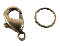 SACHET DE 4 FERMOIRS MOUSQUETONS COLORIS BRONZE 12MM AVEC ANNEAUX