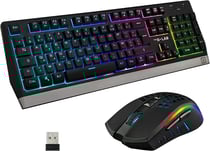 The G-Lab Combo Tungsten - Ensemble Clavier et Souris Gamer sans Fil Rétro Éclairés - Clavier Gaming Wireless AZERTy + Souris Gamer Wireless 2400 DPI - Pack Clavier Souris sans Fil pour PC PS4 PS5