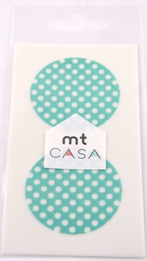 Masking Tape MT Casa Seal Sticker rond en washi Pois fond mint