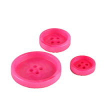 Lot de 3 boutons corozo 4 trous Fuchsia
