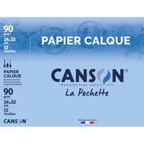 Papier calque - 24x32cm - Canson - 12 feuilles - 90g - Pour l'école et dessin