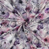 Tissu Ecovero Noémie fleurs aquarelles Roses sur fond Blanc cassé
