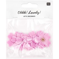 Confettis fleur de cerisier - feutrine or et rose foncé