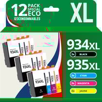 123CONSOMMABLES - 934XL 935XL - Cartouches d'encre Compatible pour HP 934 XL 935 XL pour HP Officejet Pro 6230 6830 Officejet 6820 (pack de 12) - 123CONSOMMABLES
